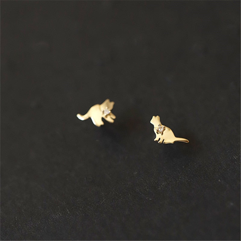14k Gold Plated Delicate Butterfly Cat Earrings 